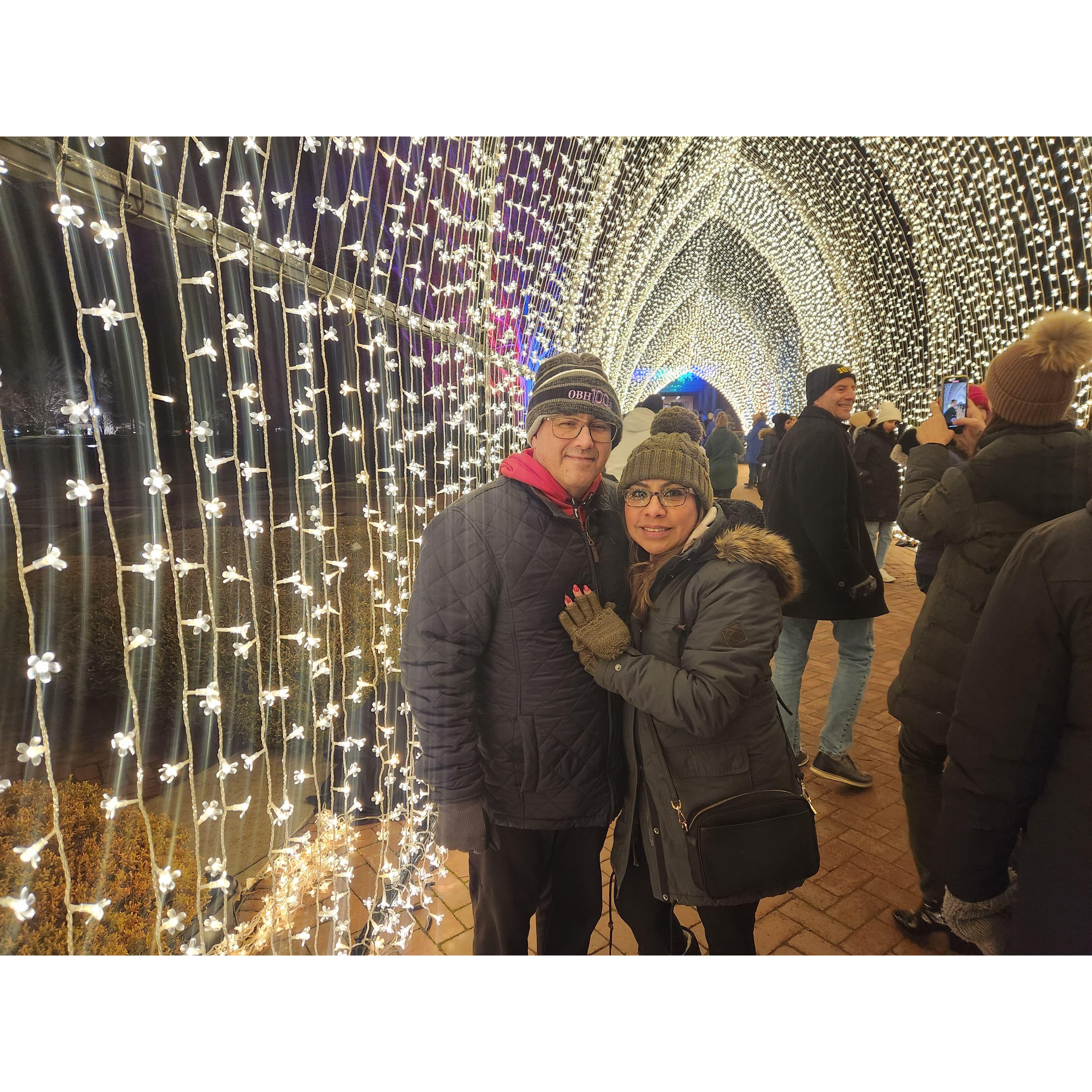 Only 10 degrees enjoying the lights at Botanical Gardens.