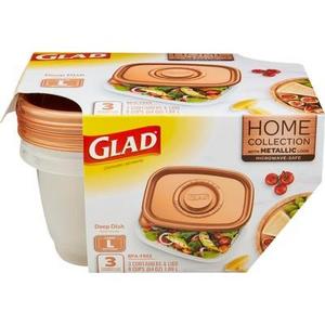 Glad Home Collection Deep Dish Food Storage Containers - 64oz - 3ct