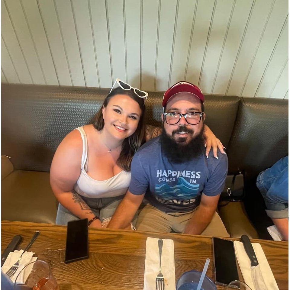 Dinner with friends after I found my wedding dress