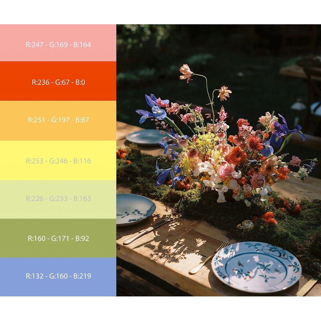 The color palette we have selected for our wedding details.  We invite all of our guests to dress in these colors!