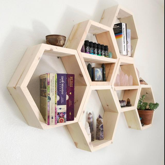 Set of 6 Hexagon Shelves Set 13 Colors...