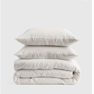European Linen Duvet Cover Set - Sand Color, Queen