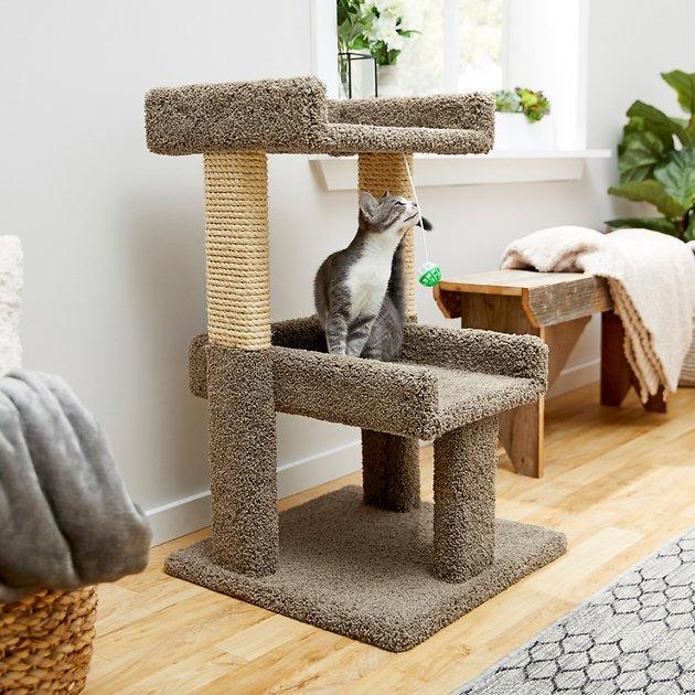 FRISCO 32-in Real Carpet Wooden Cat Tree with Toy, Gray - Chewy.com