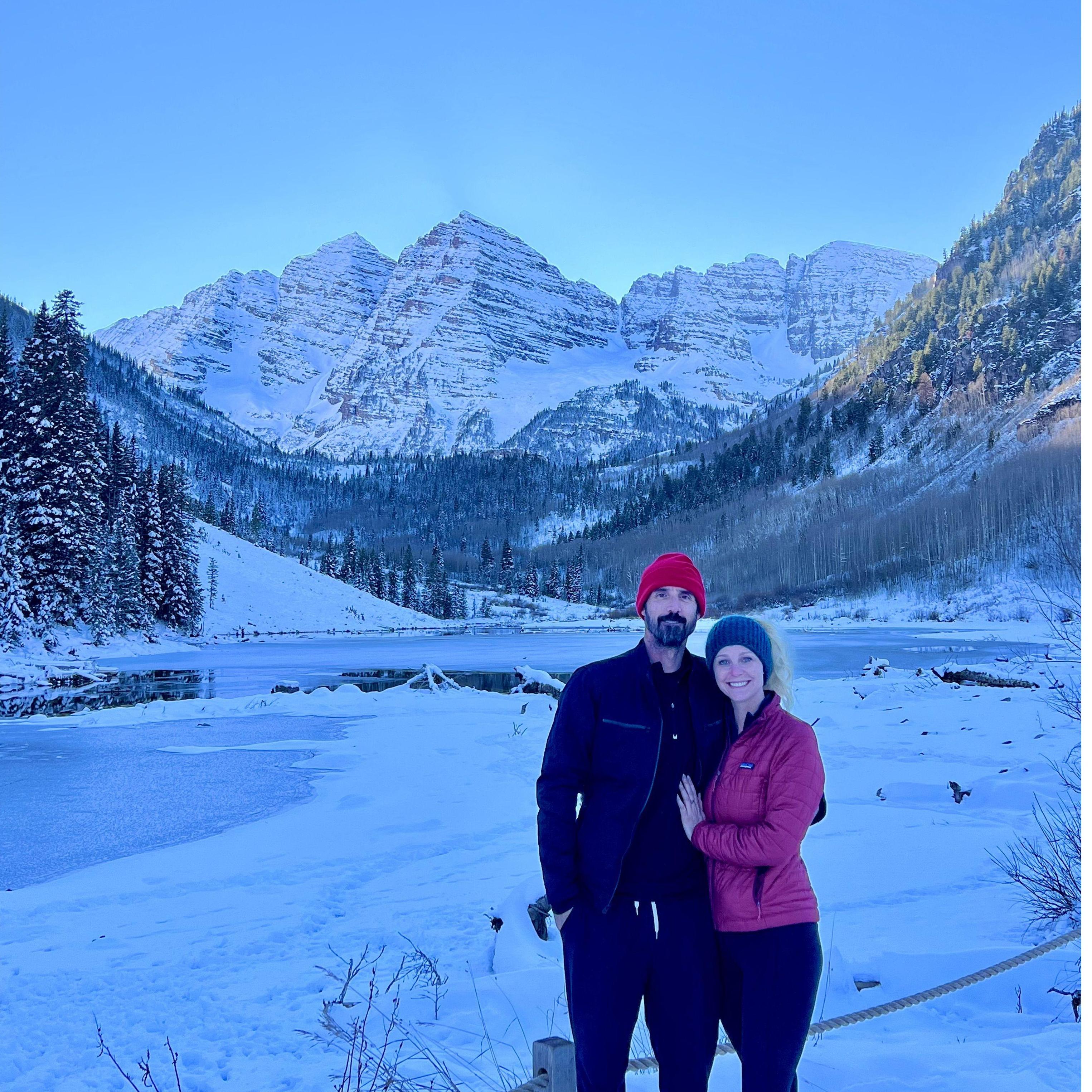 One of our first vacations together! Treking around Maroon Bells near Aspen. We saw a moose!