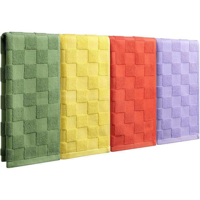 VELANORIQUE 4 Pack Checkered Hand Towels for Bathroom,Colorful Cotton Hand Towels,13.8x29.5 Inch Highly Absorbent Soft Checkered Towels for Bath Decor Kitchen Gym Spa Retro Aesthetic Decorative