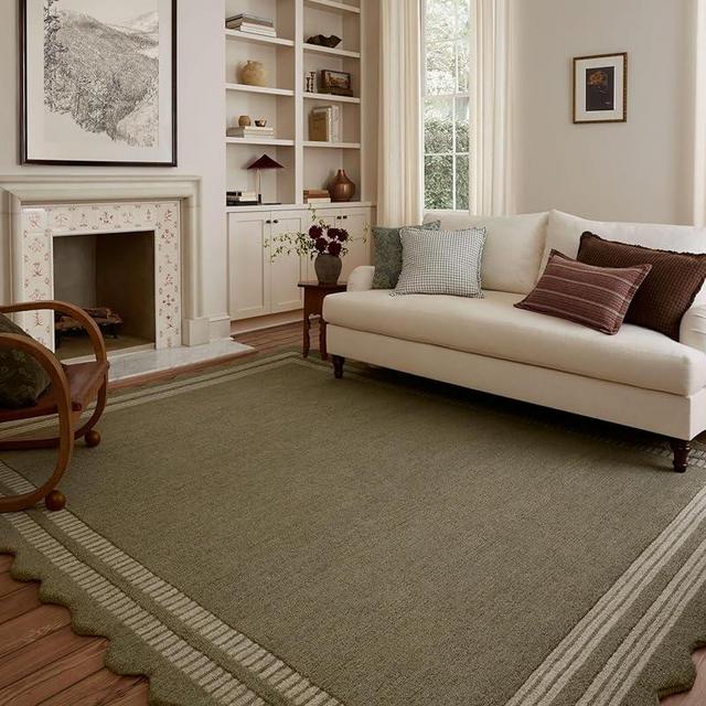 Loloi Chris Loves Julia Scottie Collection SCO-01 Olive/Pebble 2'-6" x 9'-9", .87" Pile Height, Runner Rug