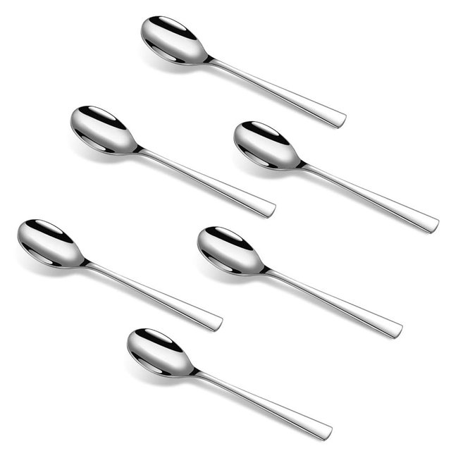HANUCCI 18/10 Stainless Steel Small Spoons for Dessert. Demitasse Espresso Spoons, Mini Coffee Spoon, 6 Piece-4.53 inches