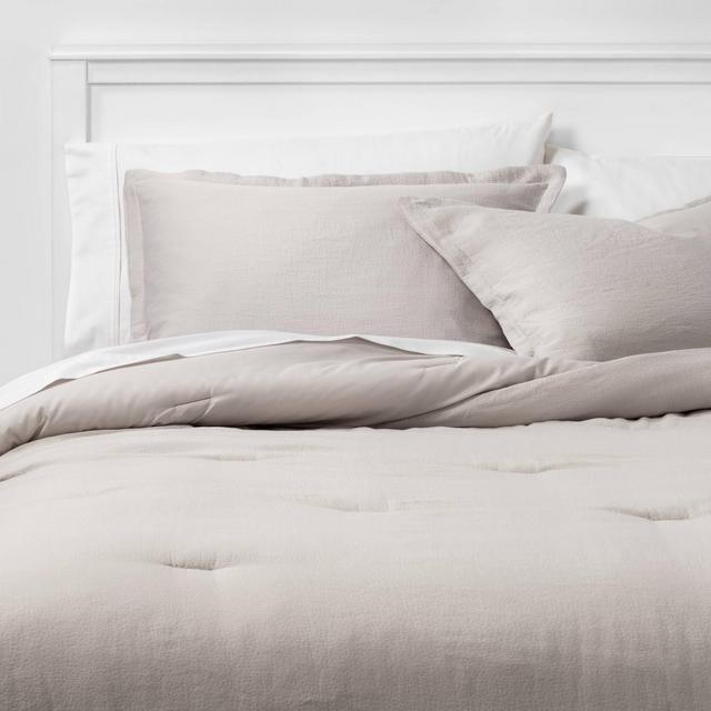 Full/Queen Micro Matelasse Comforter & Sham Set Creamy Chai/Natural - Threshold™