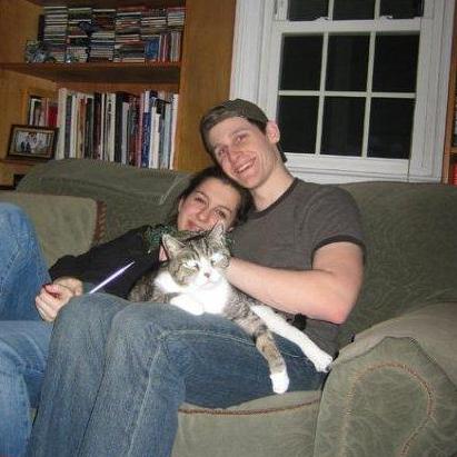 Our first "couple" photo in 2007 with the best cat who ever lived
