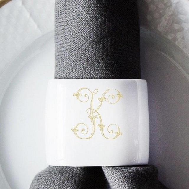 The Ivy House - Sasha Nichols Oval Napkin Ring (Letter V)