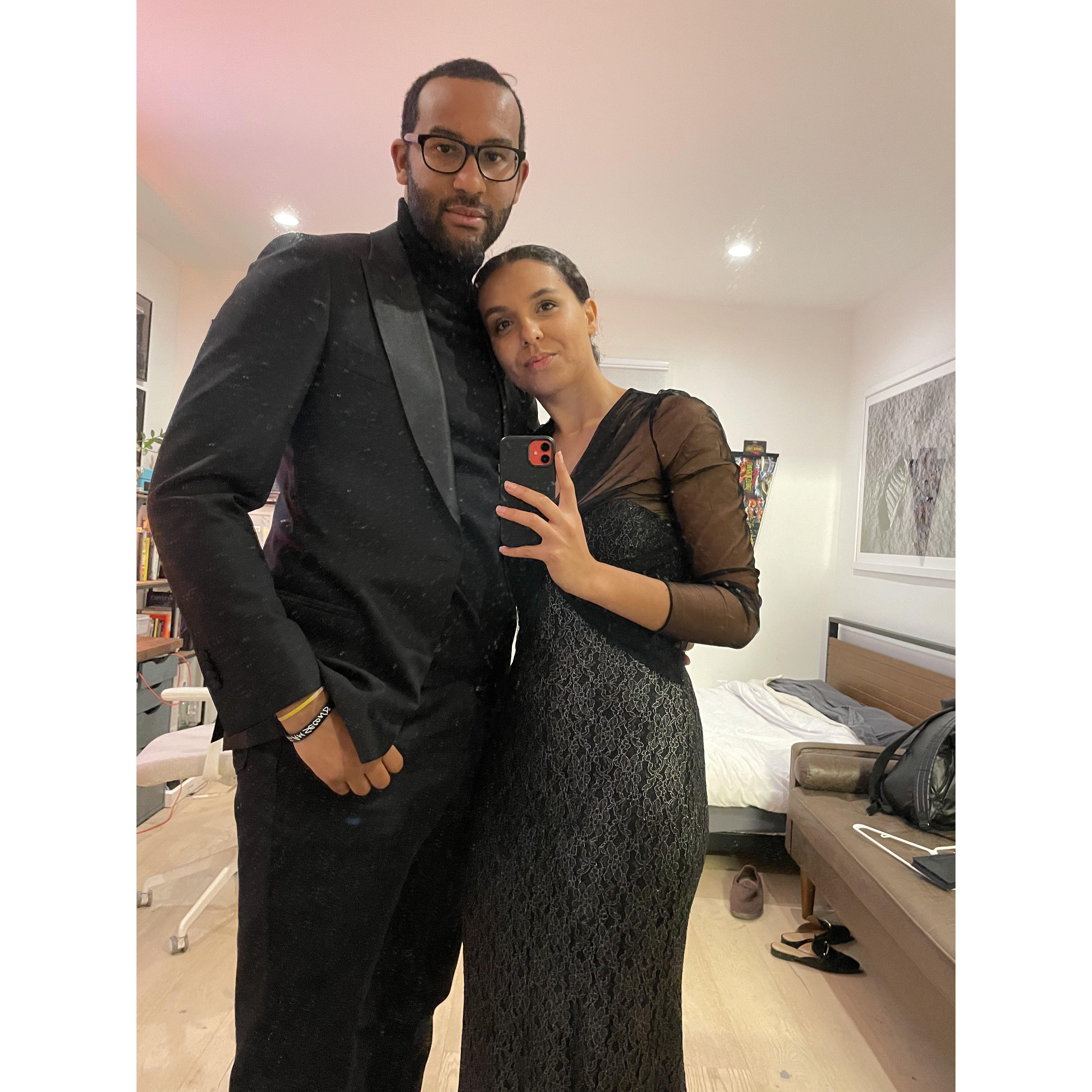 Playing dress up for a work event.