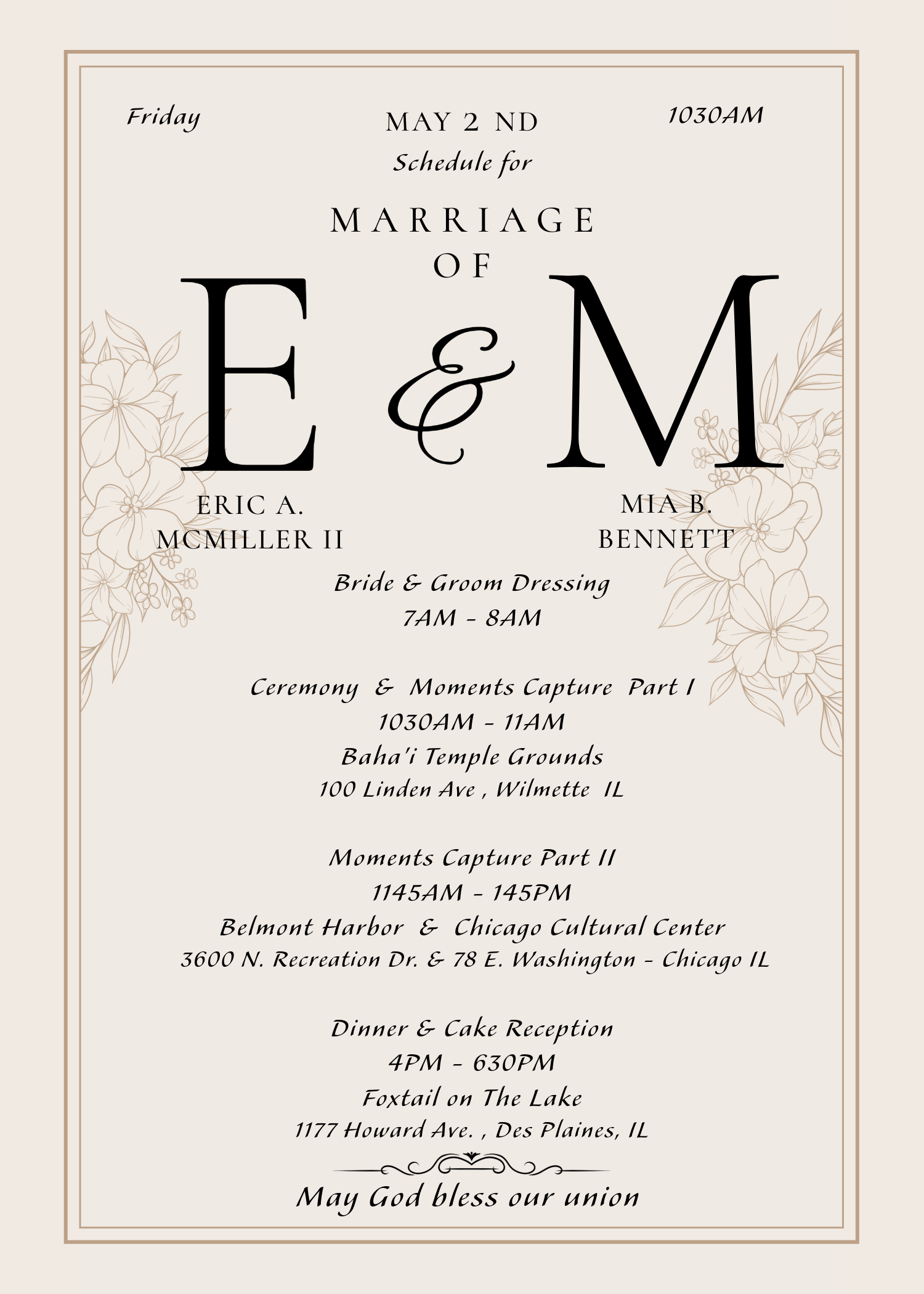 The Wedding Website of ERIC A. MCMILLER II and MIA B. BENNETT