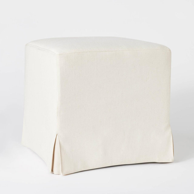 Lynwood Slipcover Cube Ottoman Cream - Threshold™ designed with Studio McGee