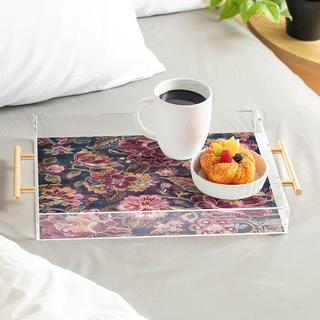Megan Morris Exotic Plum Bohemian Floral Acrylic Tray