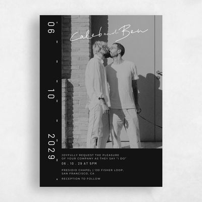 Black Photo Wedding Invitation - Garret Photo