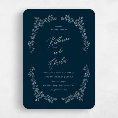 Blue Rounded Wedding Invitation - Miette Classic