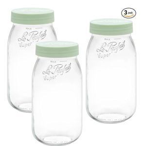 Le Parfait Screw Top Jar Wide Mouth French Glass Jar: Color: 2L-Mint (Set/3)