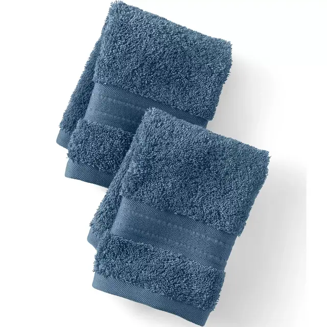 Lands' End Premium Supima Cotton 2-Piece Washcloth Set - Washcloth - Bering Sea Blue