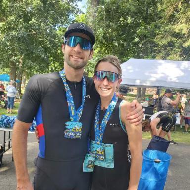 After completing a triathlon in Coeur d’Alene!