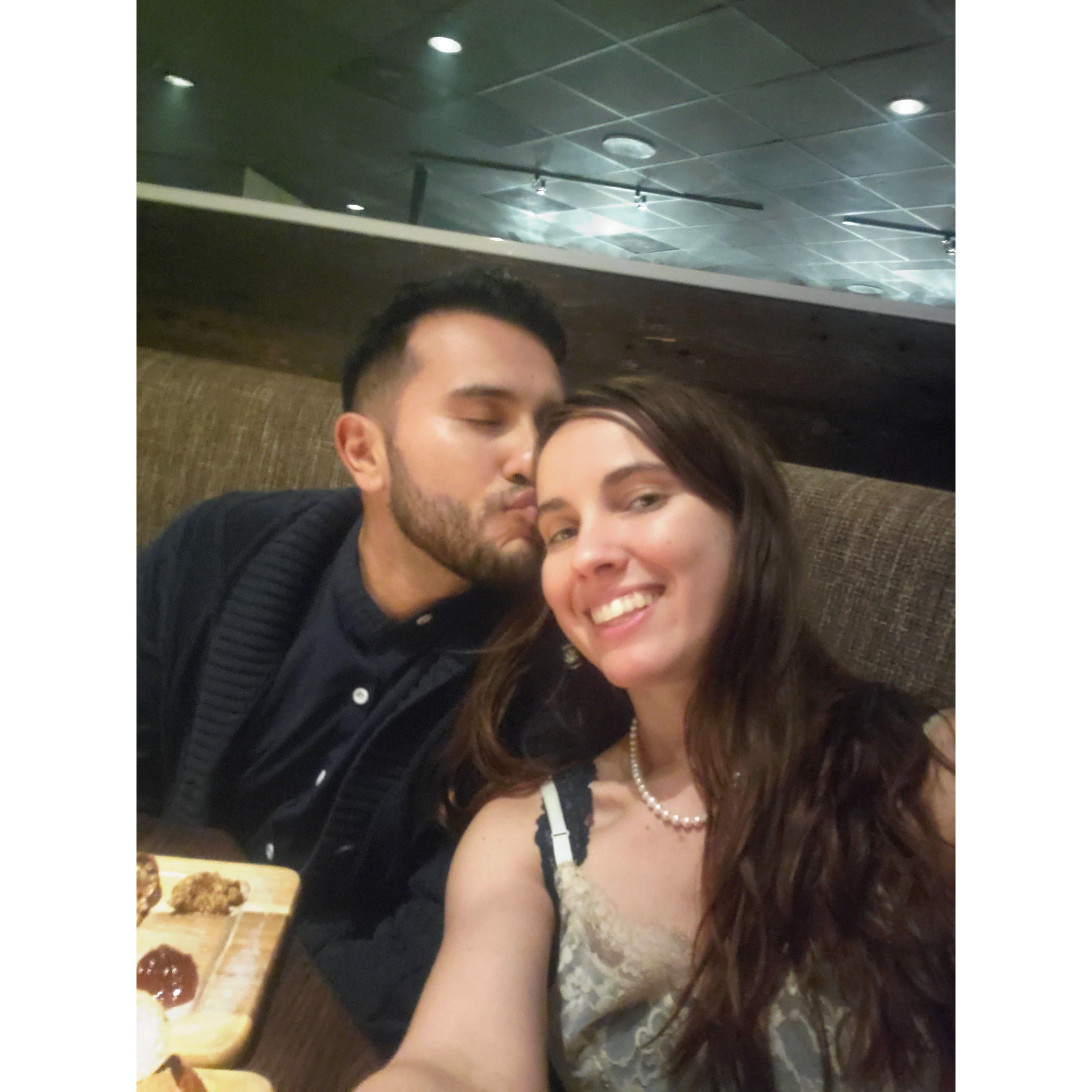 The Bride's favorite date night memory when the Groom told her on their First Valentine's Date that he hoped the two would never have to go back to single and dating again.