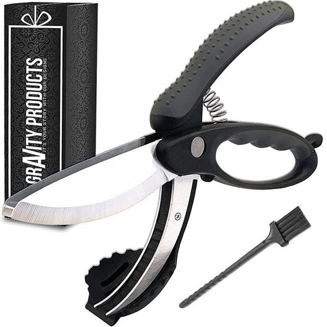 Toss and Chop Salad Tongs, Salad Chopper, Heavy Duty Kitchen Salad Scissors, Multifunction Double Blade Salad Cutting Tool (Black Salad scissor)