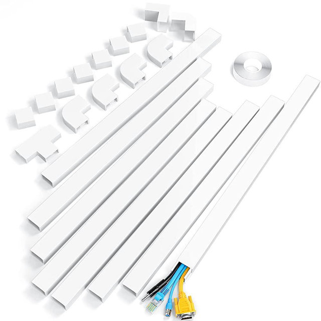 Yecaye 125" Large Cable Concealer - Paintable Cord Cover Wall Cable Management System - PVC Wire Hide - Cable Raceway Kit for Wall Mount TV Office Home, 8X L15.7 W1.18 H0.67, CMC-03-Large, White