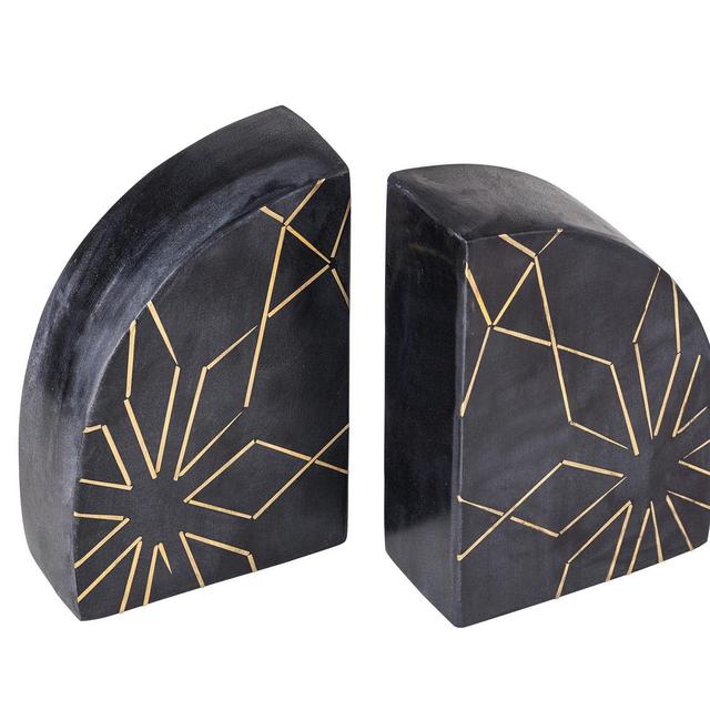 GAURI KOHLI Enchant Black Marble Bookends, Set of 2
