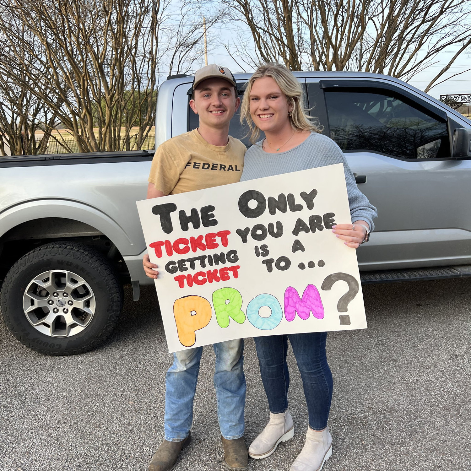 The year we "pulled Conner over" and give him a ticket that said "PROM?"