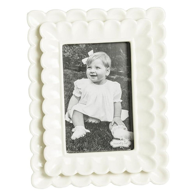 Mud Pie Stoneware Small Scalloped Frame