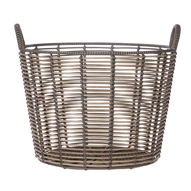 RUXINBAHUO Extra Large Round Poly Rattan Multipurpose Storage Basket with Handles-Natural, for Throw Blankets, Bedroom, Living Room, garden, Laundry