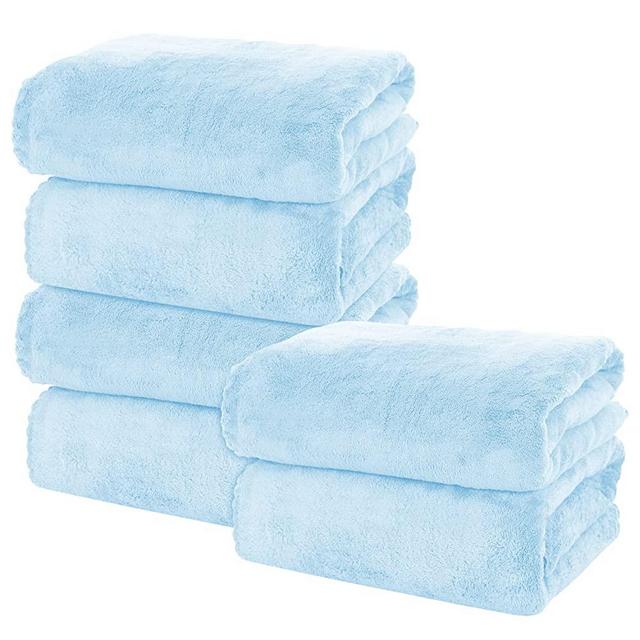 MOONQUEEN 6 Pack Premium Bath Towel Set - Quick Drying - Microfiber Coral Velvet Highly Absorbent Towels - Multipurpose Use as Bath Fitness, Bathroom, Shower, Sports, Yoga Towel (Aquamarine)