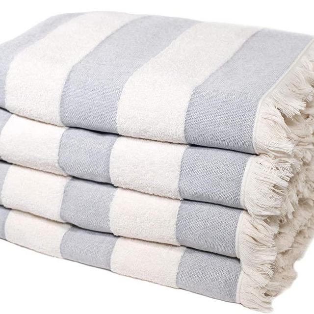 Set of 4 Turkish Beach/Pool Towel. 100% Organic Turkish Cotton, Stylish and Portable Design.