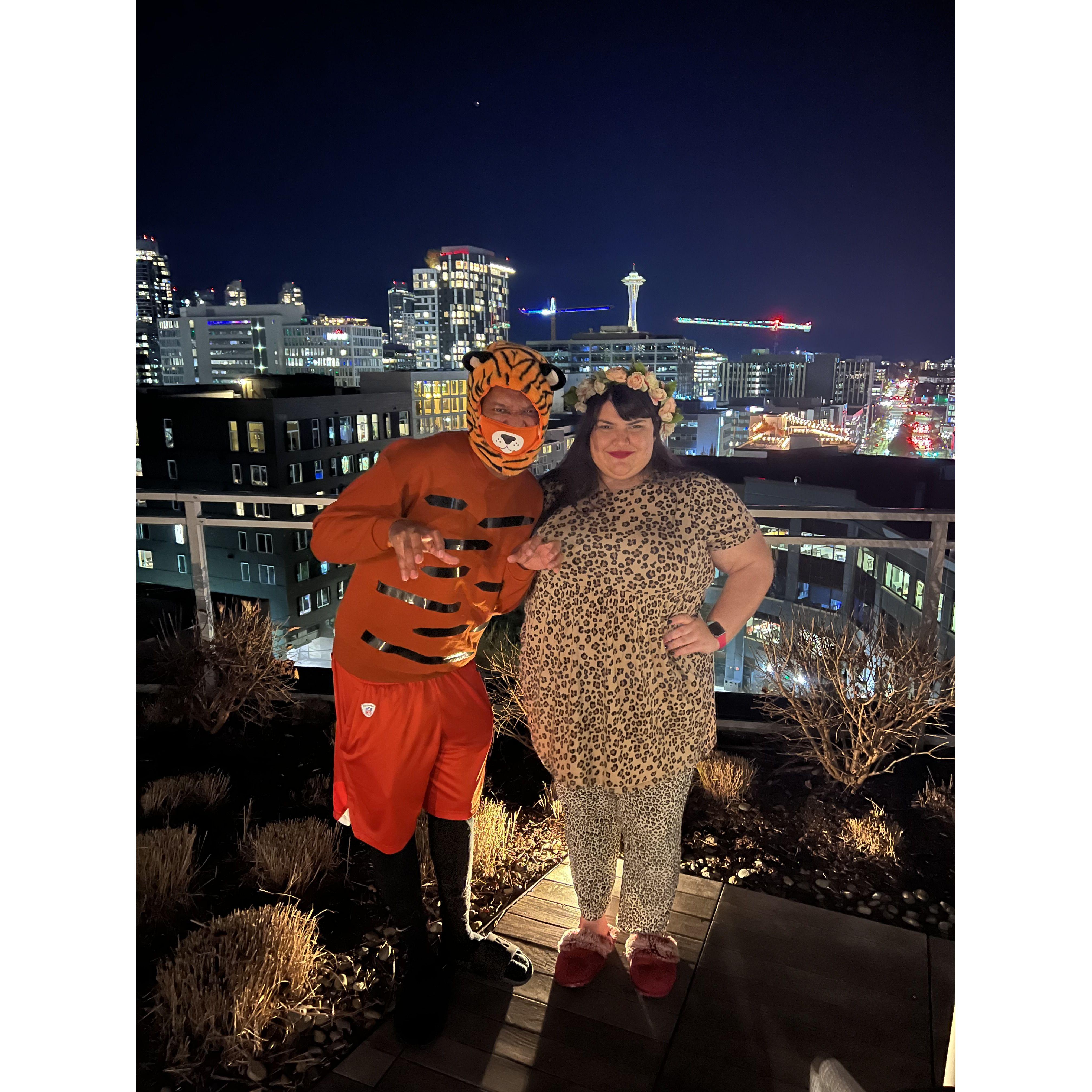 Halloween is Sarah's favorite holiday. Here we are as Carole Baskin and her tiger.