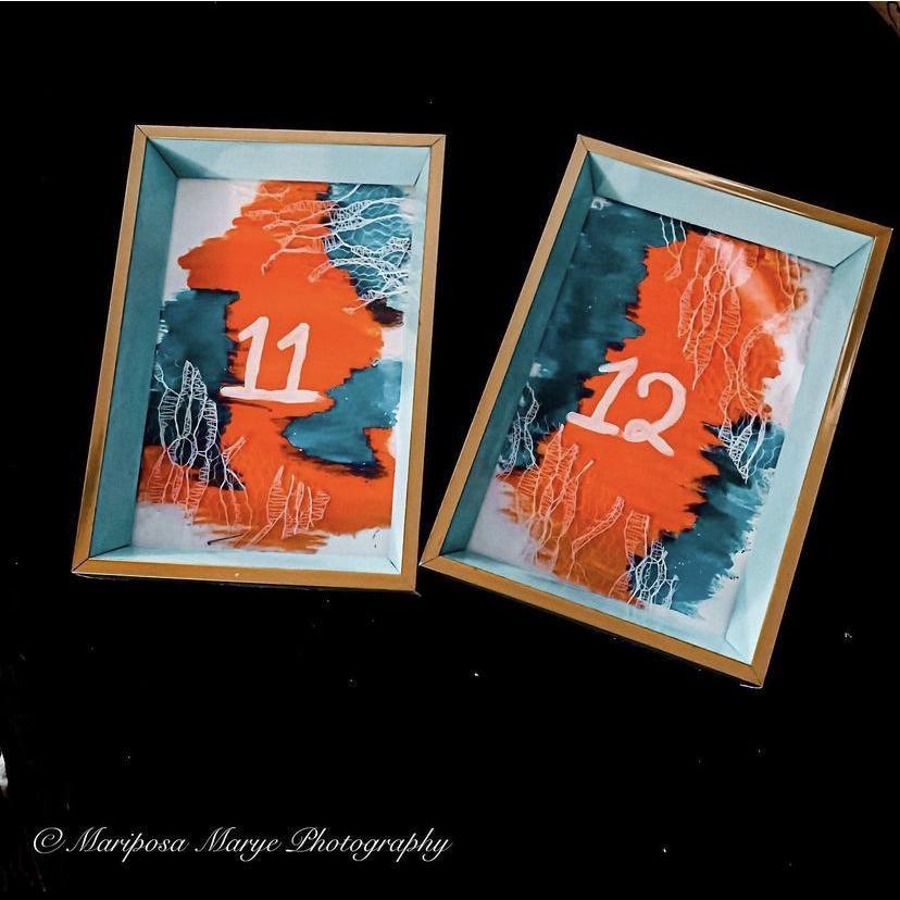 The table numbers.