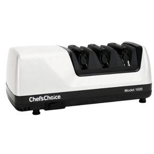 Chef’s Choice Professional Electric Knife Sharpeners for 15- and 20-Degree Straight-Edge and Serrated Knives with Diamond Abrasives & Precision Angle Control, 3-Stage, White