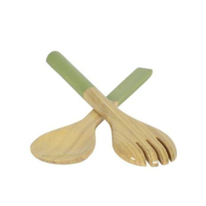 Bamboo Classic Salad Server Set | 10.7in Pastel Green
