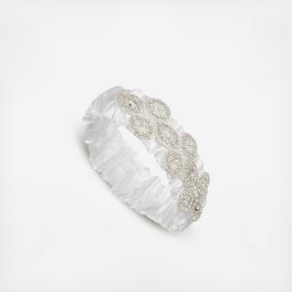 White Wedding Garter with Rhinestone Embellishments