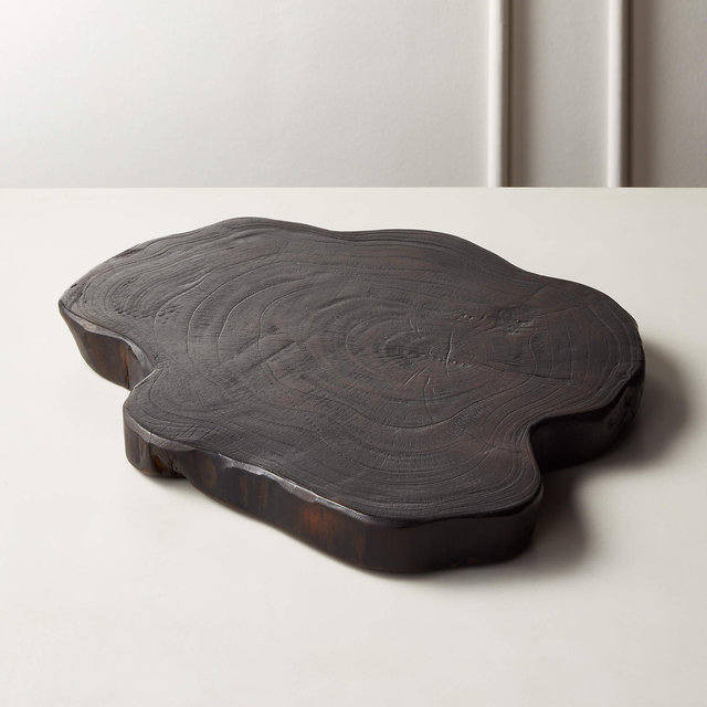 Blackened Teak Root Round Server