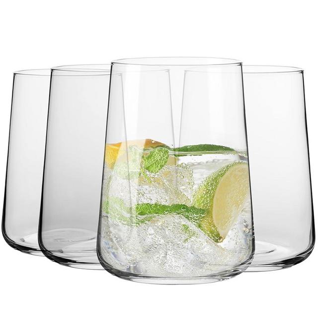 Krosno Glasses for Water, Juices and Other Drinks | Elegant Design | Set of 4 | Capacity 16.6 fl oz | Infinity Collection | Ideal for Home, Restaurant, Parties | Dishwasher Safe