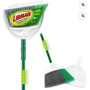 Libman Precision Angle Broom and Dust Pan Green / White Clean Fibers Comb