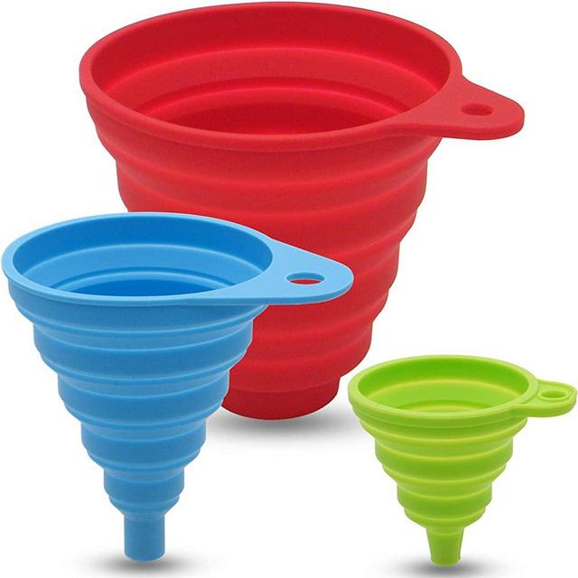3 Sizes of Kitchen Funnel Set, Food Grade Funnels for Filling Bottles, Premium Silicone Collapsible Funnel for Transferring Liquid, Powder Transfer, Large Wide Mouth Canning Funnel, Small Funnel