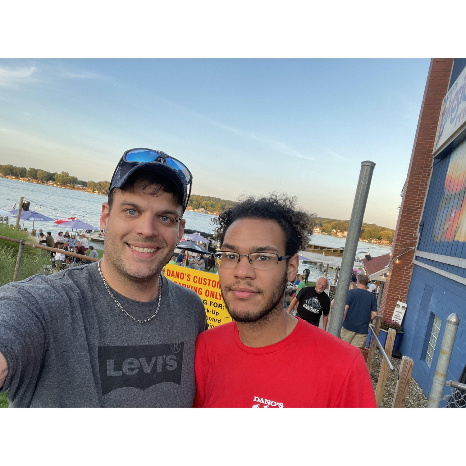This is the first photo we took together. At a local lakeside bar.