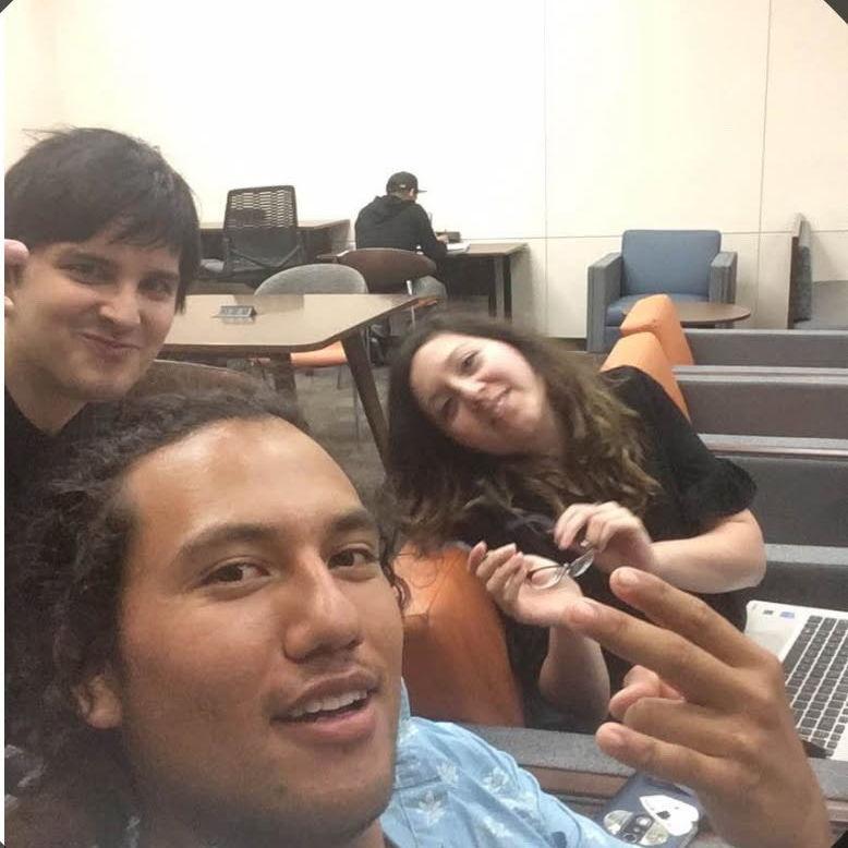 An old picture of the first time we met at our university library. Our friend Isaac in the middle introduced us. 
California University State University San Marcos, San Marcos, CA, 2017