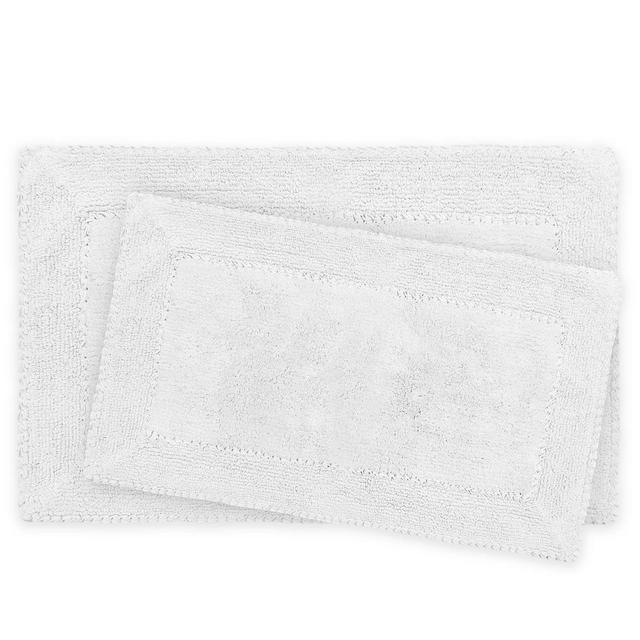 Laura Ashley Ruffle Bath Rugs in White (Set of 2)