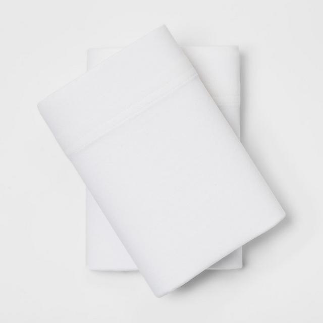 Standard Solid Cosy Jersey Pillowcase Set White - Threshold™