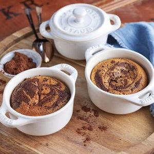 STAUB Ceramics Dutch Oven 3-piece Mini Round Cocotte, White
