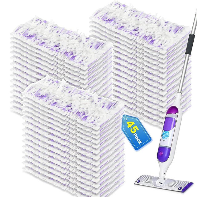 Bisenkud Cleaning Pads Compatible with Swiffer Power MOP Refills | 45 Pack 20% Thicker Pads | Pet Hair & Grease Deep Cleaner