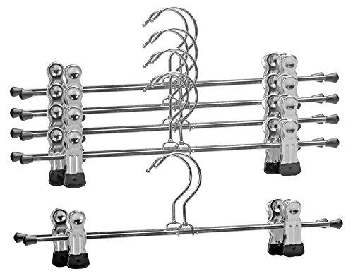 Mawa by Reston Lloyd Non-Slip Space-Saving  Clothes Hanger For Pants & Skirts with Two Non-Slip Clips, Style K/30D, 12-Inch, Set of 10, Black