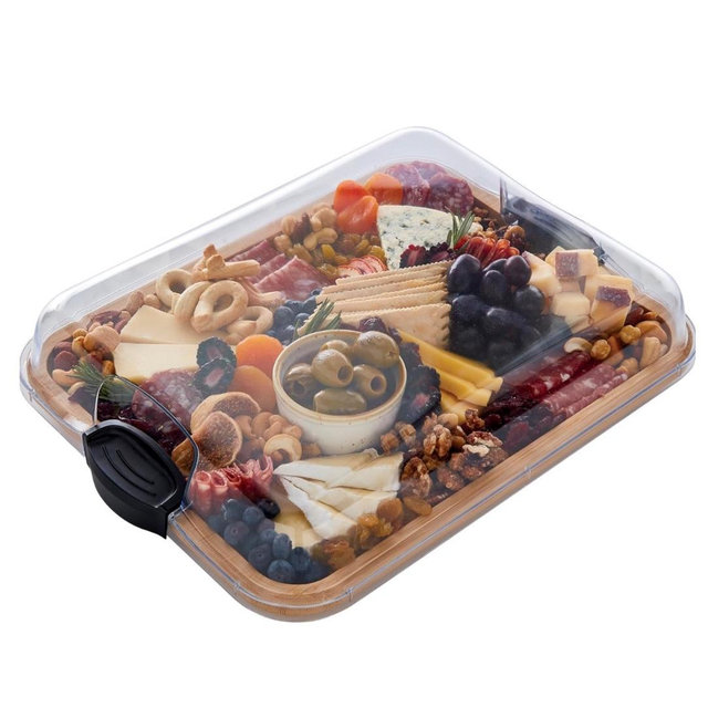 Farberware Build-A-Board Bamboo Cutting Board with Clear Locking Lid