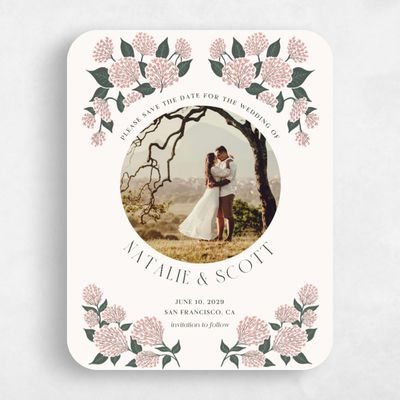 Beige Rounded Wedding Save the Date - Bellis Photo